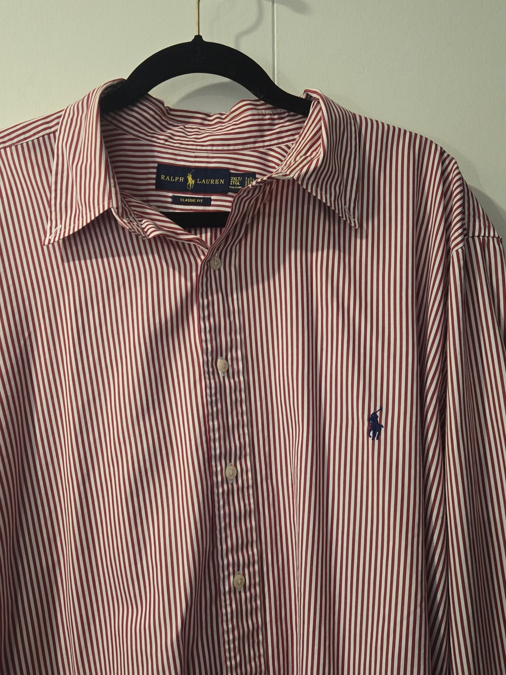 Ralph Lauren Classic Fit Striped Cotton Shirt in Red & White Size 2XLT